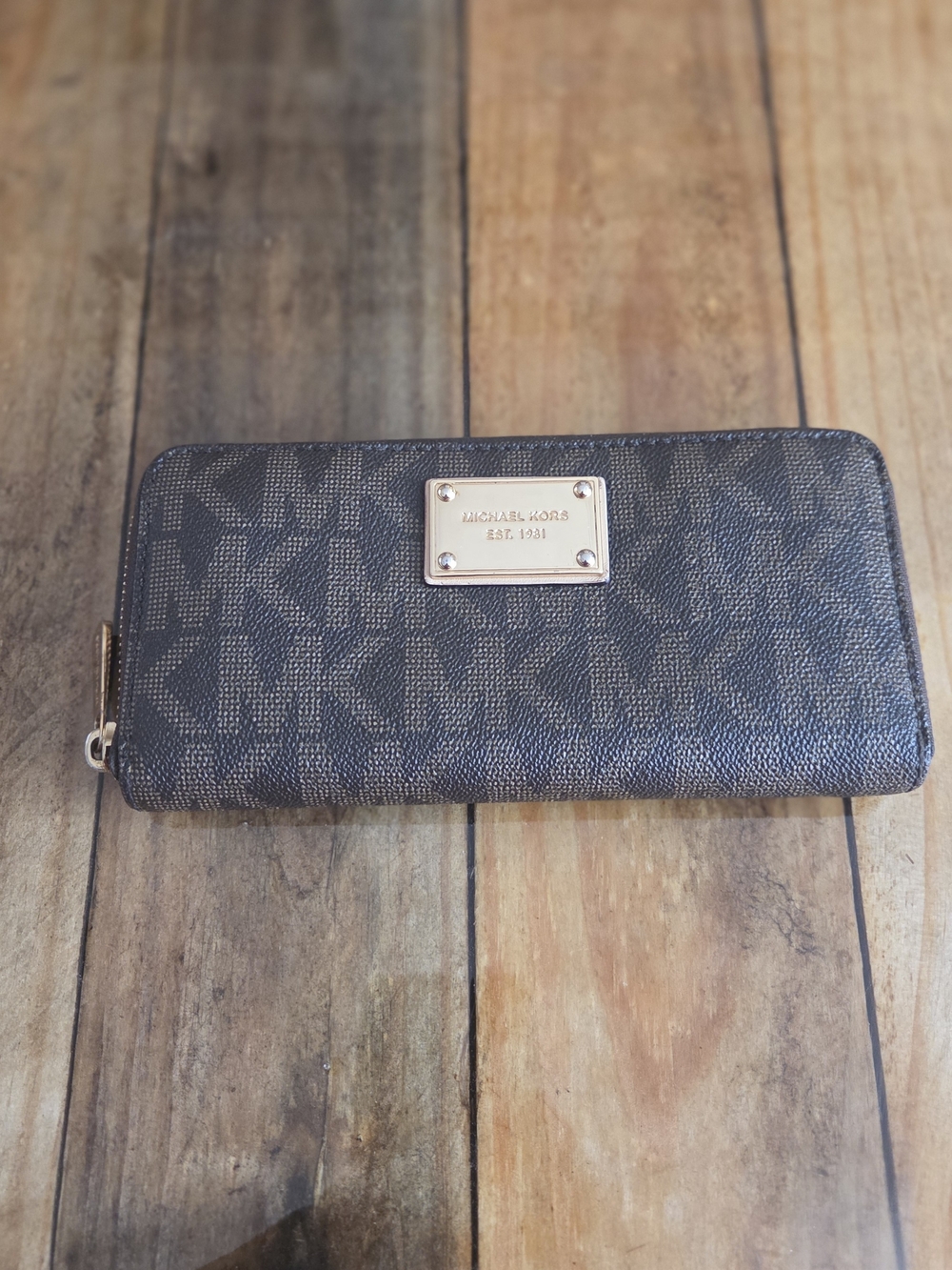 Michael Kors Brown Signature Zip-Around Wallet